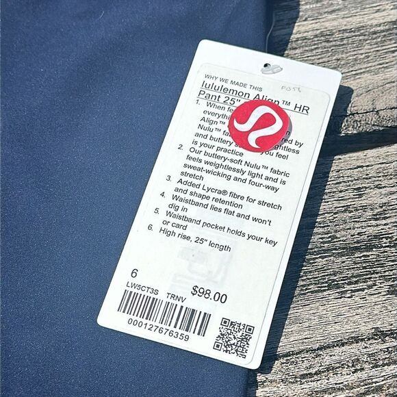Lululemon Align Pant 25" true navy Size‎ 6 NWT LEGGINGS BLUE - Picture 3 of 6